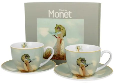 Porceláncsésze+alj, 270ml, 2 személyes, dobozban, Monet: Hölgy esrnyővel