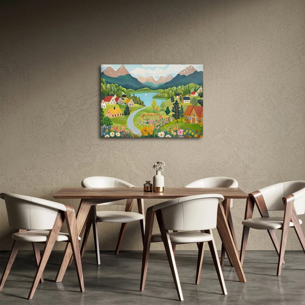 Kép - Falu a hegyekben (70x50 cm)