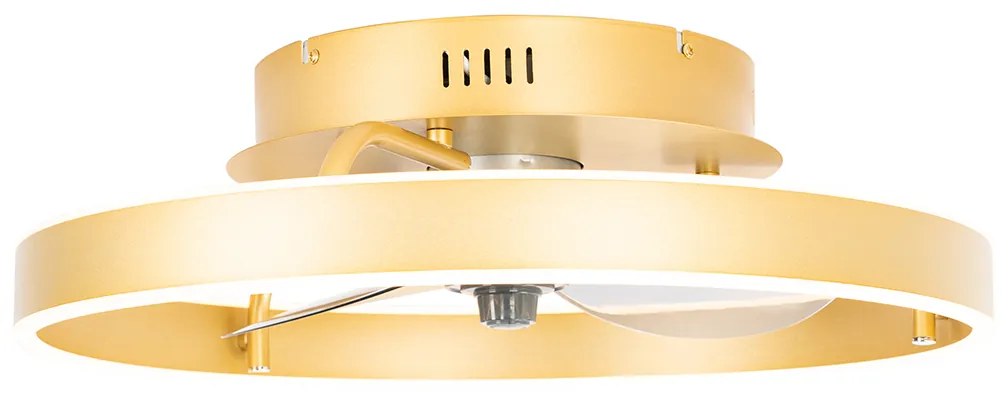 Mennyezeti ventilátor sárgaréz 50 cm LED-del, fényerőszabályzóval és távirányítóval - Maddy