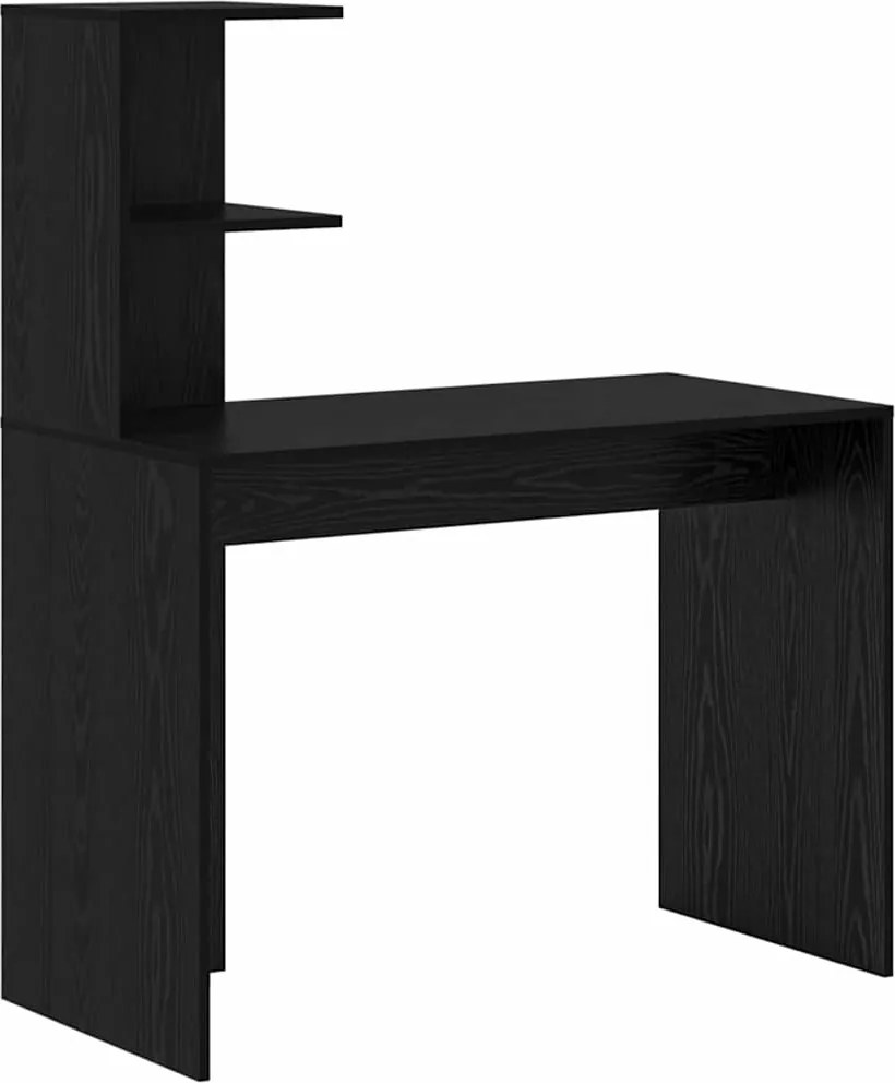 vidaXL Asztal polcokkal Fekete tölgy 102 x 50 x 124 cm Faanyag