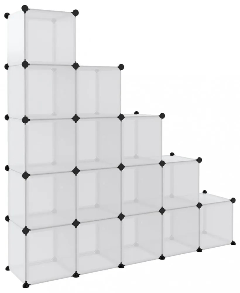 átlátszó PP tárolókocka-rendszerező 15 kockával és ajtókkal