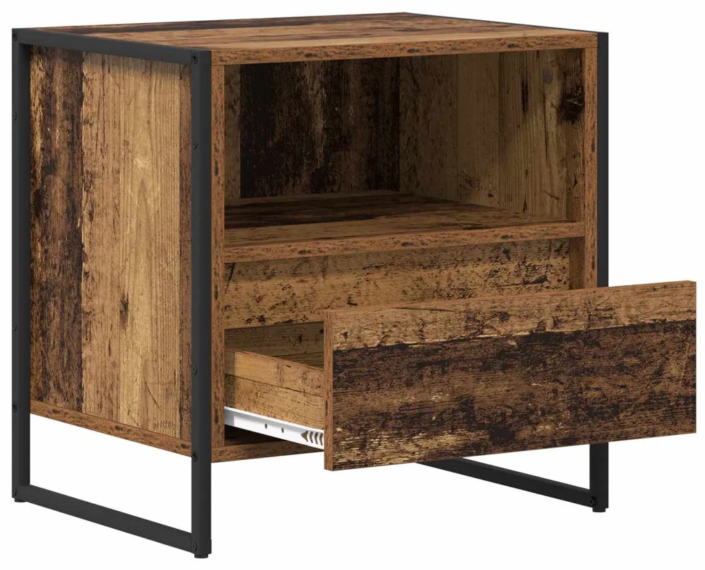 vidaXL Éjjeli asztal fiókkal Öreg fa 50 x 39,5 x 50 cm Faanyag