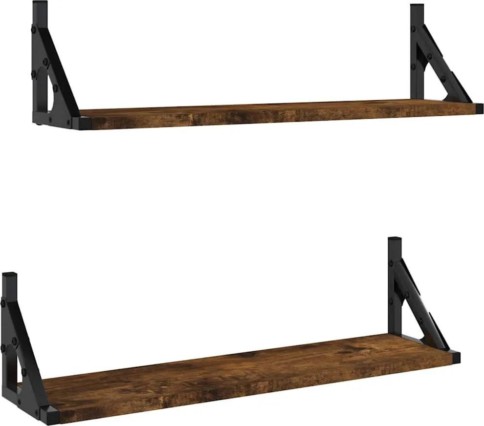 vidaXL 2 db füstölt tölgy színű fali polc 60 x 15 x 15,5 cm