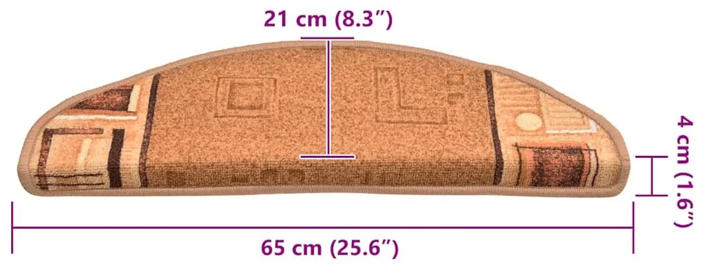 5 db bézs öntapadó lépcsőszőnyeg 65x21x4 cm