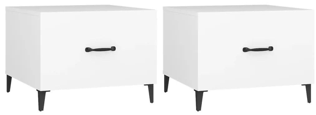 2 db fehér dohányzóasztal fémlábakkal 50 x 50 x 40 cm