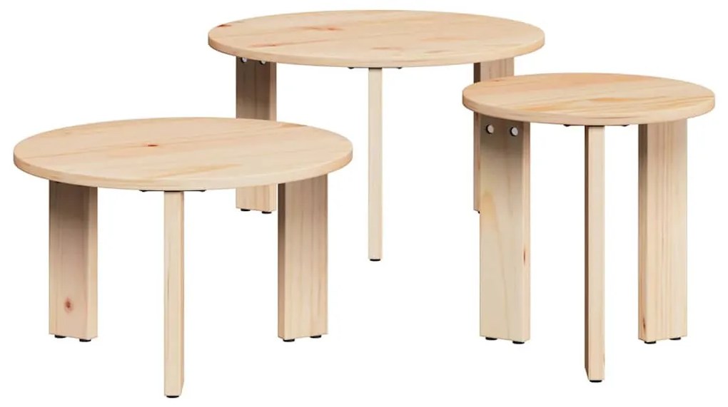 Dohányzóasztal 3 pcs Természetes 47.5 x 47.5 x 27 cm