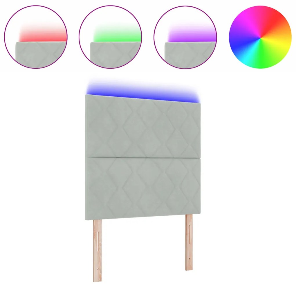 LED fejtámla Gyémánt blokkok dizájn Világosszürke 100 cm bársonyos