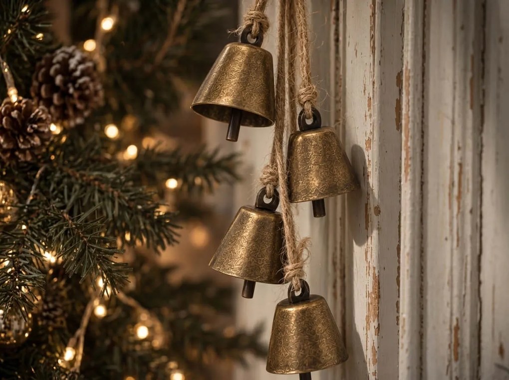 Karácsonyi függő dekoráció GOLDEN BELLS 35 cm, aranyszínű