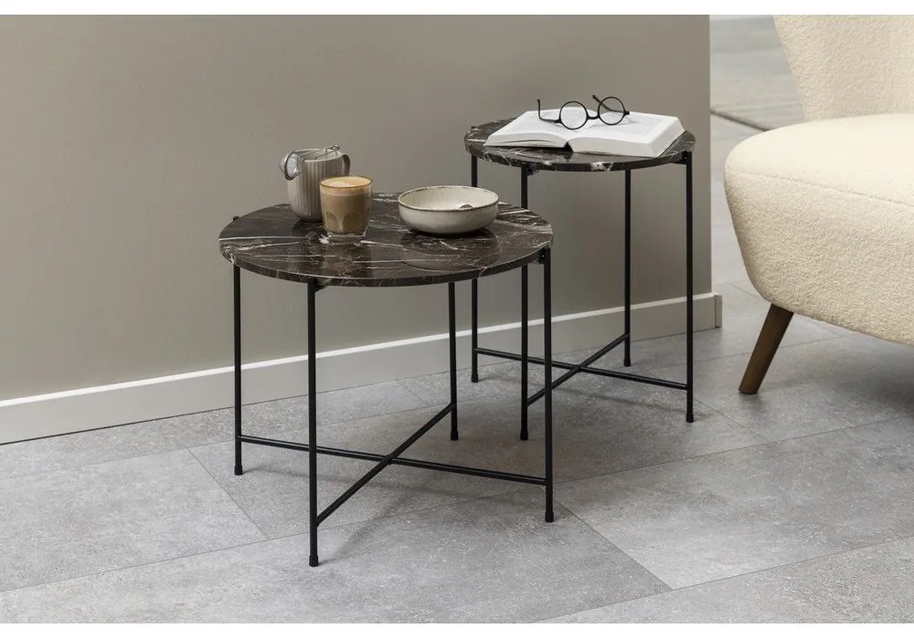 Kerek tárolóasztal márvány asztallappal ø 42 cm Avila – Actona