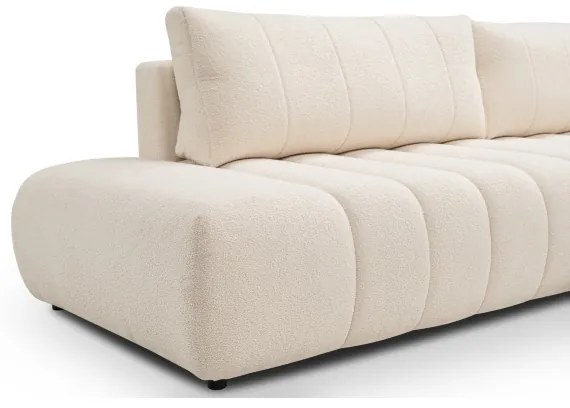 DESIO L-alakú, jobbos kihúzható sarokkanapé tárolóval, bézs