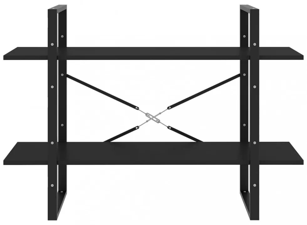 kétszintes fekete szerelt fa könyvszekrény 100 x 30 x 70 cm