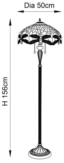 Endon 64070 - Tiffany DRAGONFLY állólámpa 2xE27/60W/230V, átmérő: 50 cm