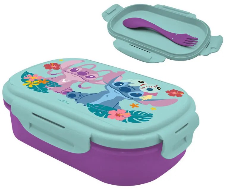 Disney Lilo és Stitch, A csillagkutya Island szendvicsdoboz + evőeszköz szett