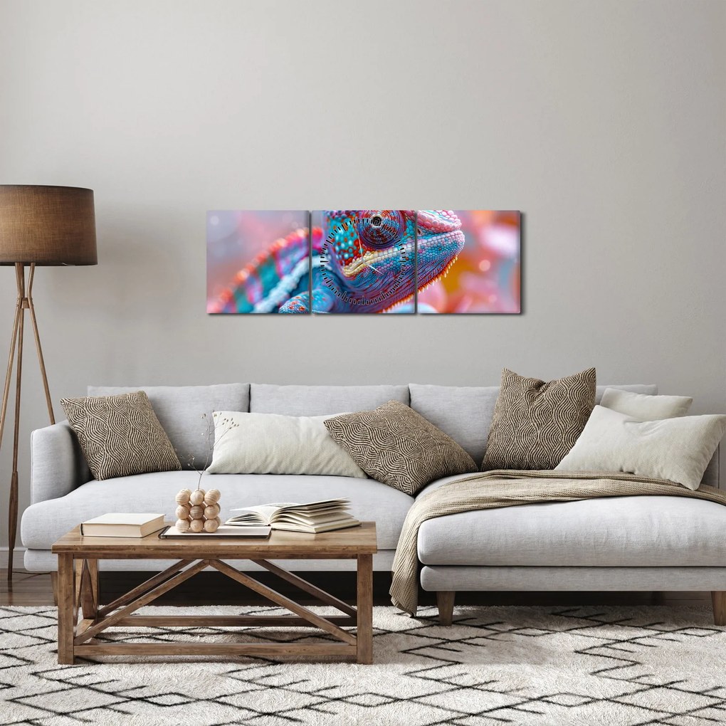 Kép - Színes kaméleon (órával) (90x30 cm)