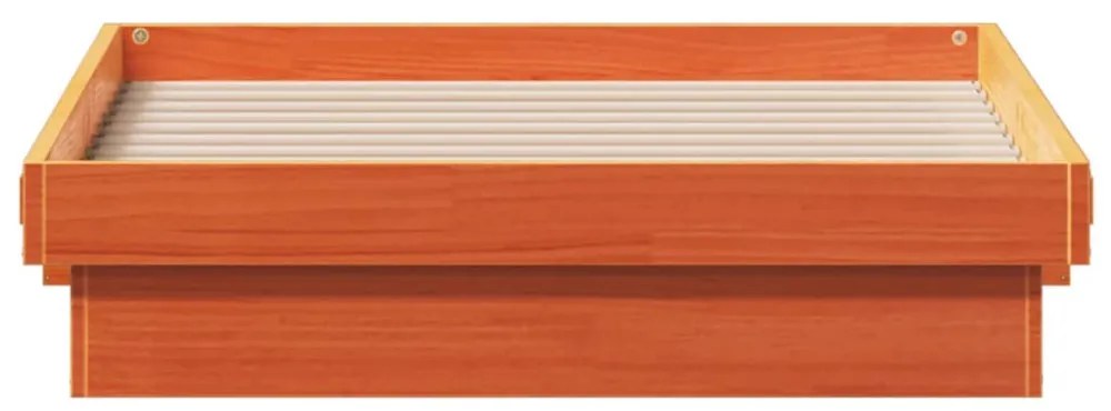 viaszbarna tömör fenyőfa LED.-es ágykeret 90 x 200 cm