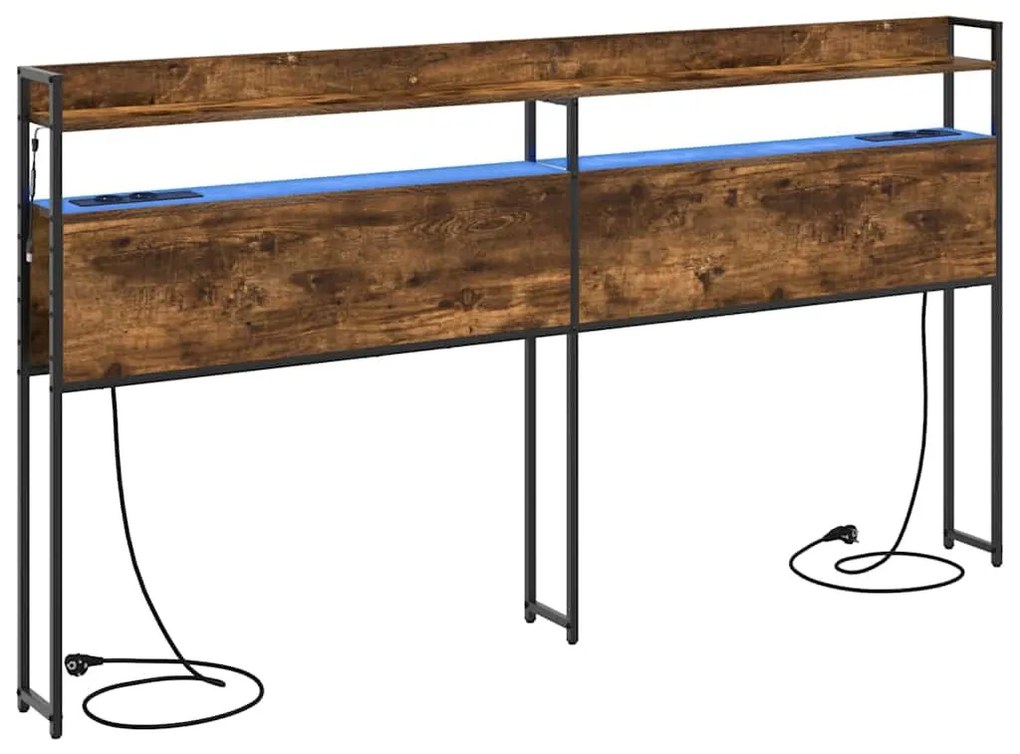 Fejtámla LED -es lámpákkal Füstölt tölgy 180 cm Faanyag