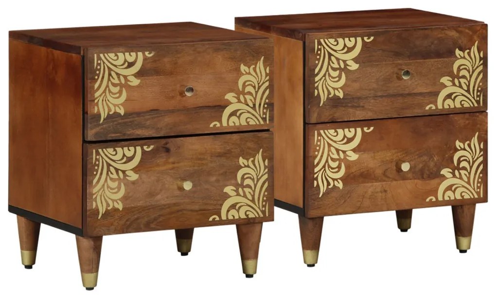 vidaXL Éjjeliszekrény 2 pcs Méz barna 40 x 33 x 46 cm Tömör Mangófát