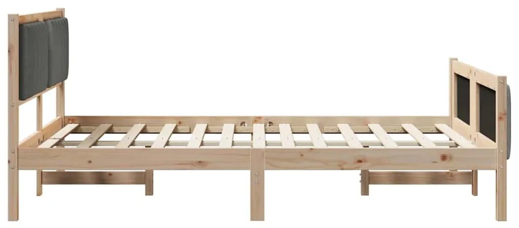 Ágykeret barna és sötétszürke 140 x 190 cm Tömör fenyőfa