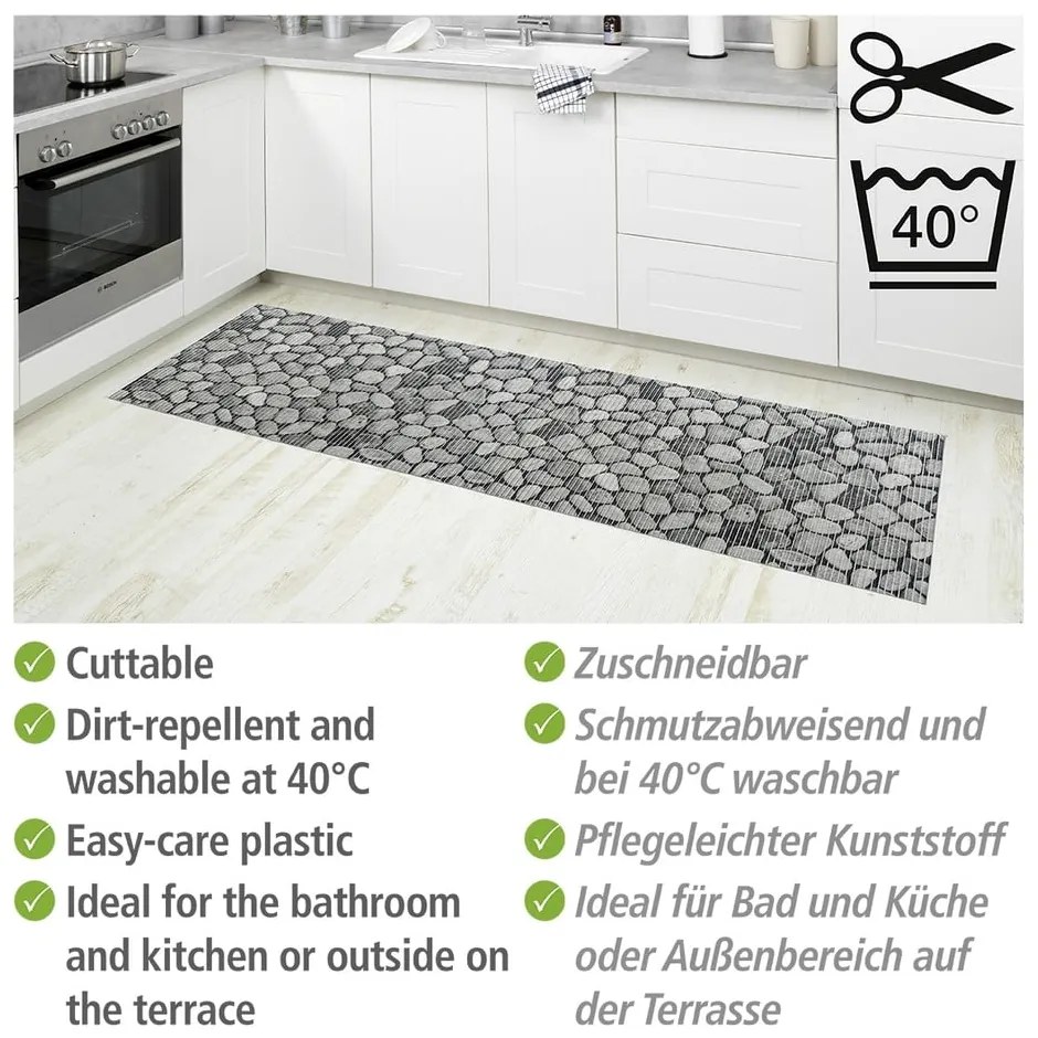 Szürke műanyag fürdőszobai kilépő 65x200 cm Sassi – Wenko