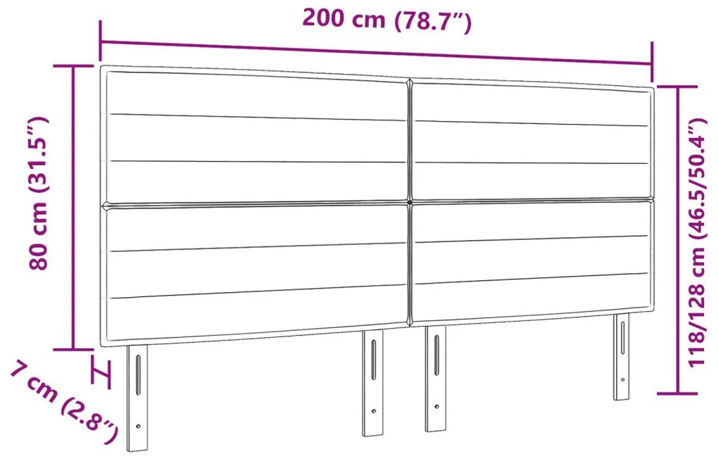 Fejtámla fejtámlával Fekete 200 cm Műbőr