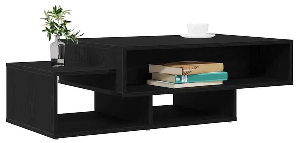 Fekete tölgyszínű szerelt fa dohányzóasztal 105x55x32 cm