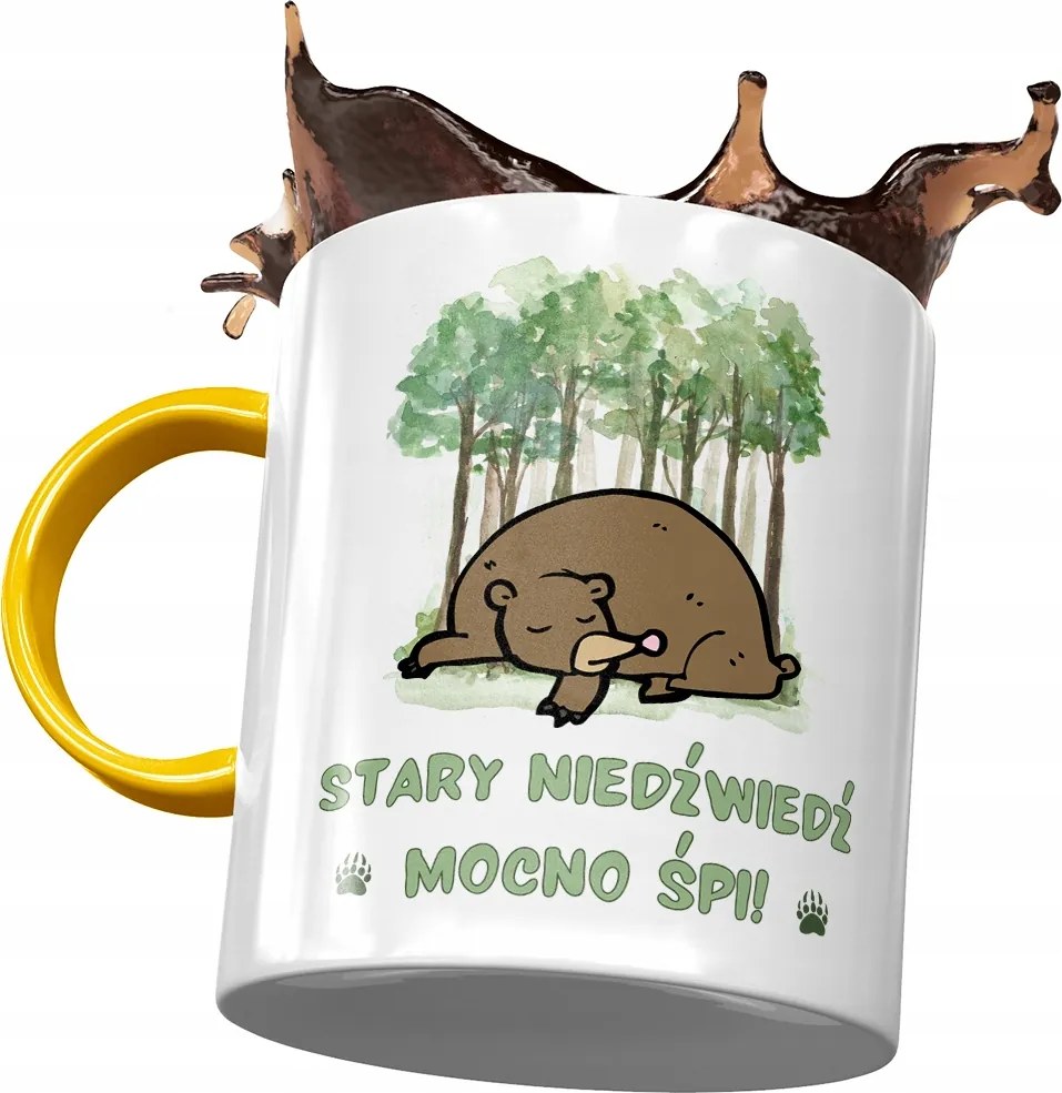 Sárga bögre macival Aranyos mackó ajándék fényképes nyomtatással