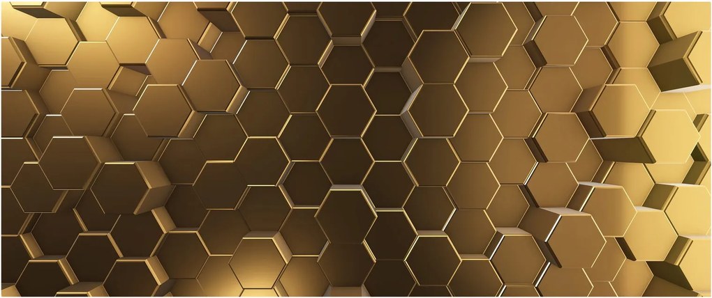 Kép - arany hatszög (120x50 cm)