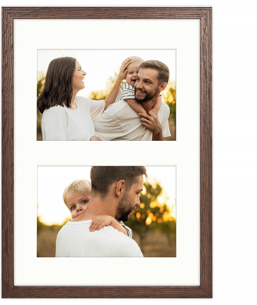 Képkeret 2 képhez 10x15 cm multikeret barna fotógaléria 21x30 cm Framai