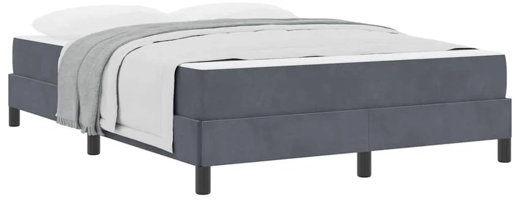 Boxspring ágy matraccal Sötétszürke 140 x 190 cm Bársony