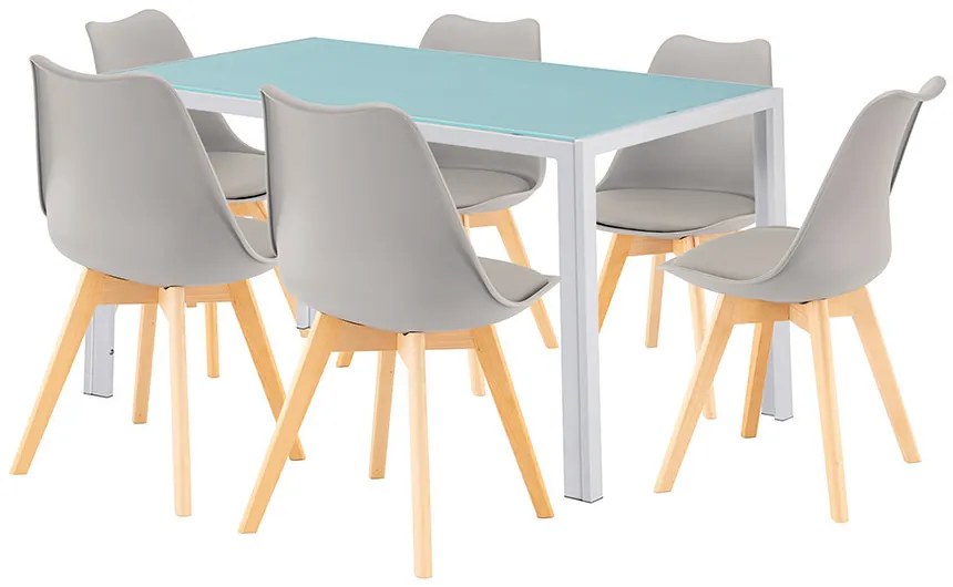 Nuvia 6+1 étkező garnitúra fehér-szürke