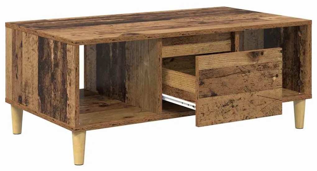 vidaXL Dohányzóasztal fiókkal Öreg fa 90 x 50 x 26.5 cm Faanyag