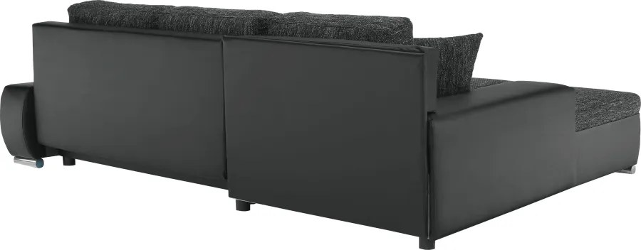 Sarokülőgarnitúra, fekete/fekete melír, TRAMP