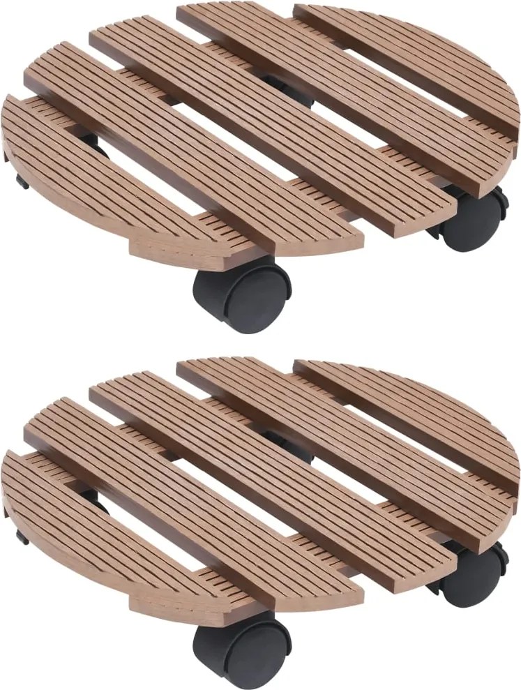 vidaXL 2 db barna WPC görgős virágtartó Ø30 x 7,5 cm