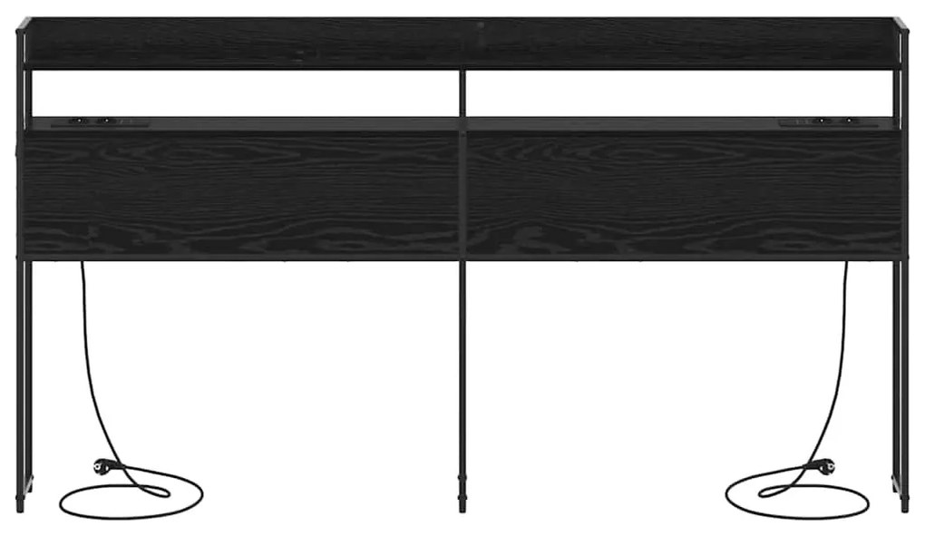 Fejtámla LED -es lámpákkal polcokkal Musta tammi 180 cm Faanyag