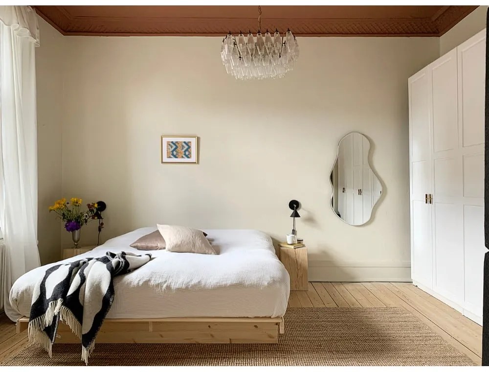 Natúr színű borovi fenyő franciaágy 180x200 cm Kanso – Karup Design