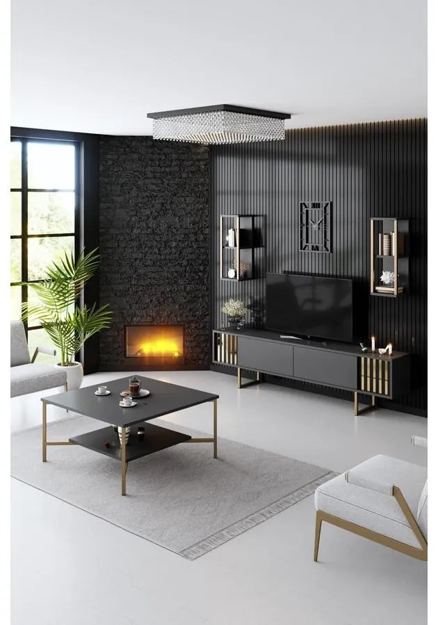 TV szekrény Gold Line - Anthracite, Black