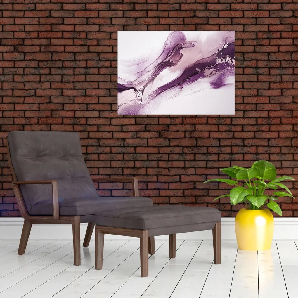 Üveg kép - Lila folyadék művészet (70x50 cm)