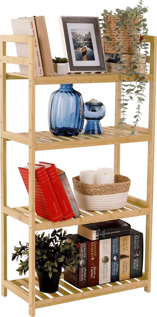 4 polcos polcállvány, természetes bambusz, FIORE TYP 2