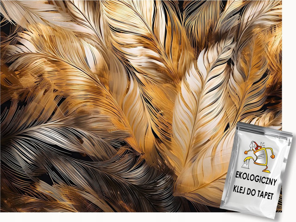 Fotótapéta Flizelina Dekoráció Toll Arany Barna Luxus Glamour 200x140 ragasztó