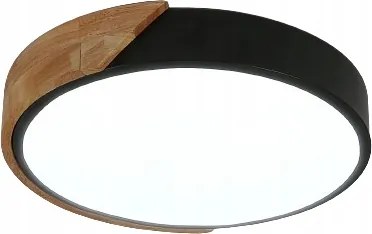 Mennyezeti Lámpa Led Plafon Kerek Fekete Fa Nappali 30W 6500K
