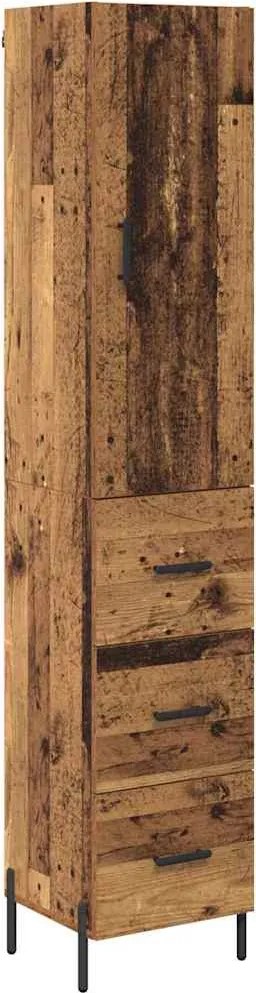 vidaXL Magasfiú fiókkal Öreg fa 34,5 x 34 x 180 cm Faanyag