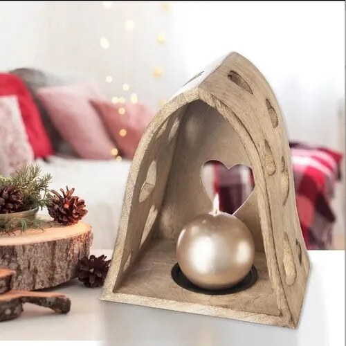 Orion Mangófából készült gyertyatartó Heart bell,20 x 14 x 23,2 cm