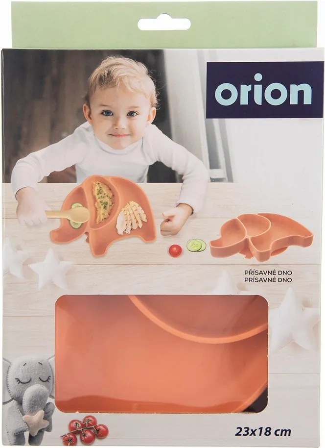 Narancssárga szilikon gyerek tányér 18x23 cm Elephant – Orion