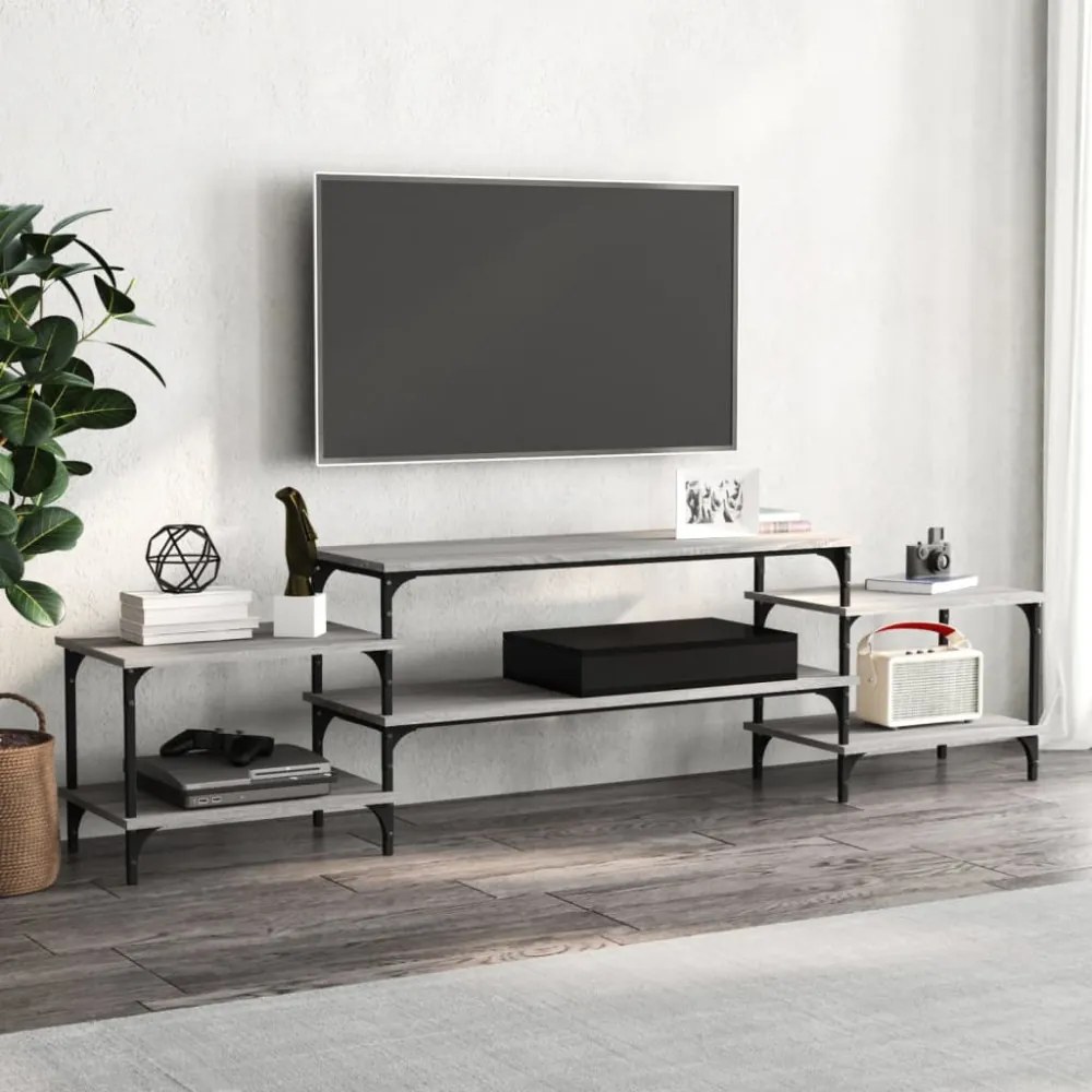 szürke sonoma színű szerelt fa TV-szekrény 197x35x52 cm