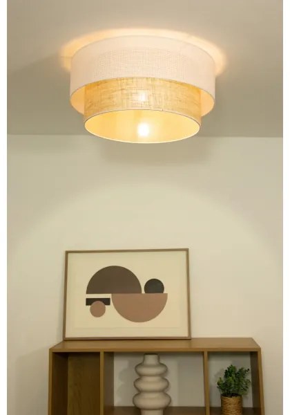 BORHO mennyezeti lámpa 1xE27/60W/230V, Ø 40 cm, fehér/juta