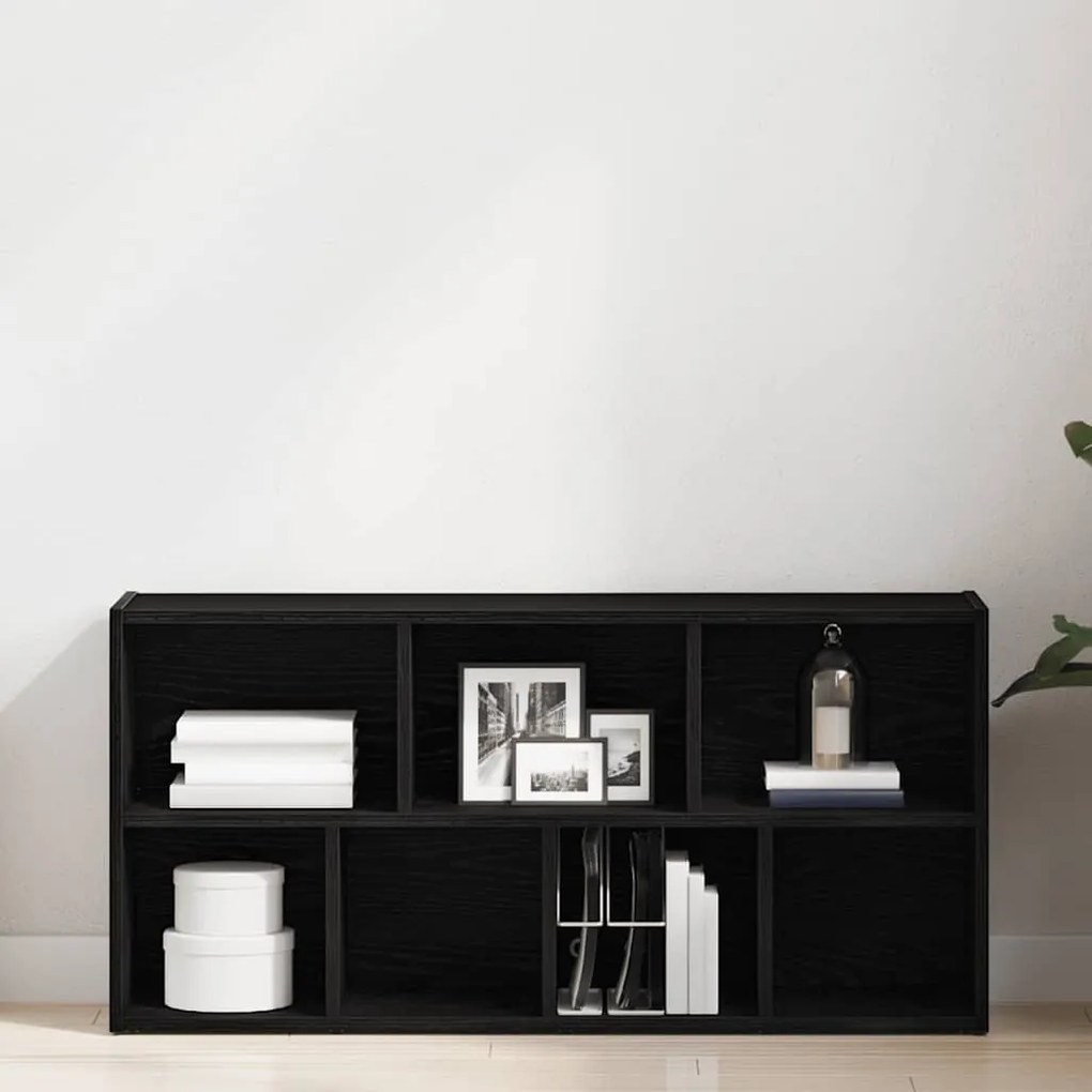 fekete tölgy szerelt fa könyvespolc 50x25x104 cm