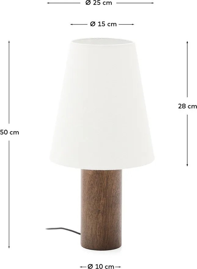Fehér-sötét natúr színű asztali lámpa textil búrával (magasság 49,5 cm) Marga – Kave Home