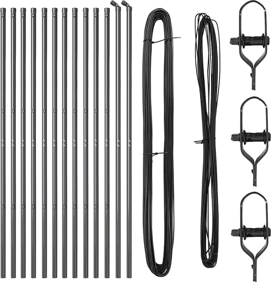 vidaXL Kerítésoszlop 13 pcs Szürke Acél