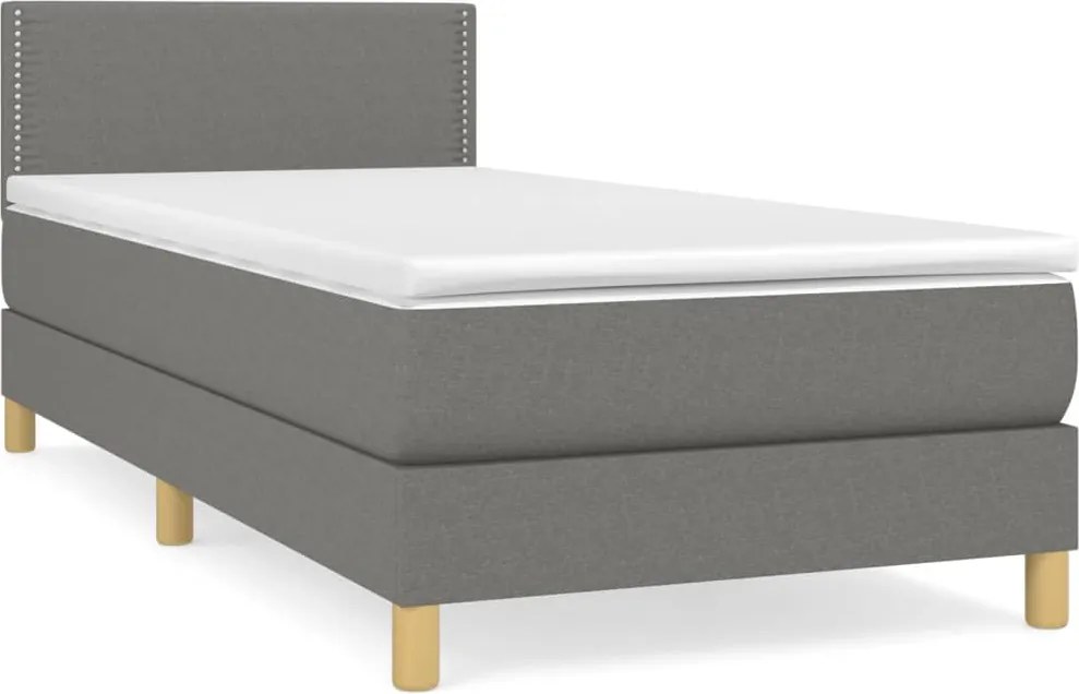 vidaXL sötétszürke szövet rugós ágy matraccal 100 x 200 cm
