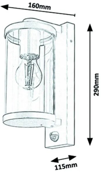 Rabalux - Kültéri fali lámpa érzékelővel 1xE27/60W/230V IP44